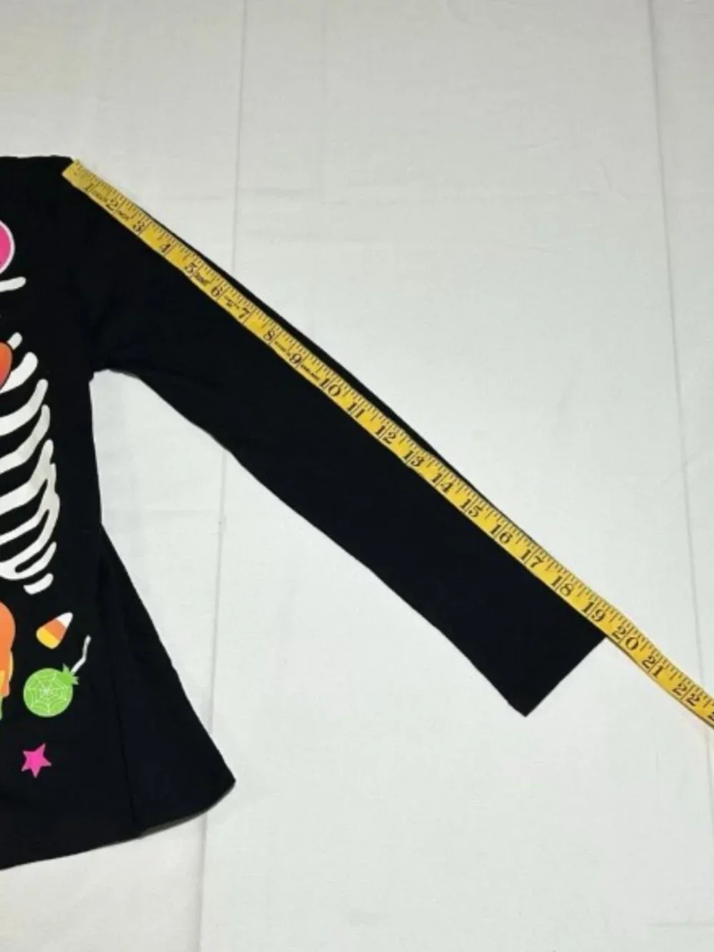 Children's Place Girls Medium 7/8 Black Skeleton Glow in Dark Top Halloween